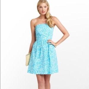 Lilly Pulitzer Strapless Turquoise Print Dress